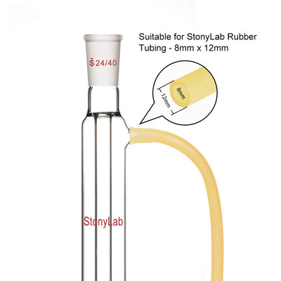 StonyLab Gelenk Liebig Kondensator, Borosilicatglas Liebig Condenser mit 24/40 Joint 200mm Jack Leng