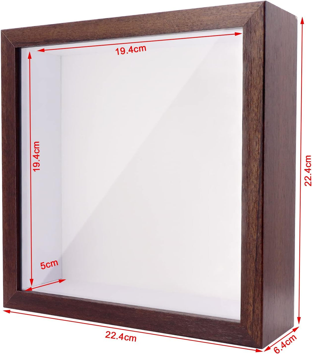 3D Shadow Box(22.3x22.3x6cm) Bilderrahmen aus Holz tiefe Box quadratisch tiefe Vitrine für Medaillen