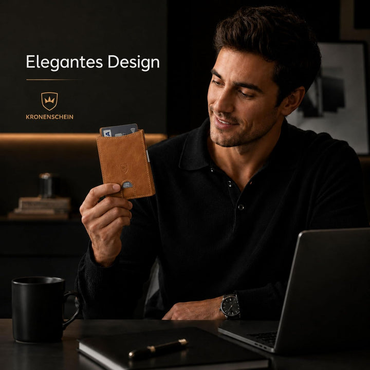 Kronenschein® Slim Wallet mit RFID Schutz I Geldbörse Herren & Damen klein I Portmonee mit Geldklamm