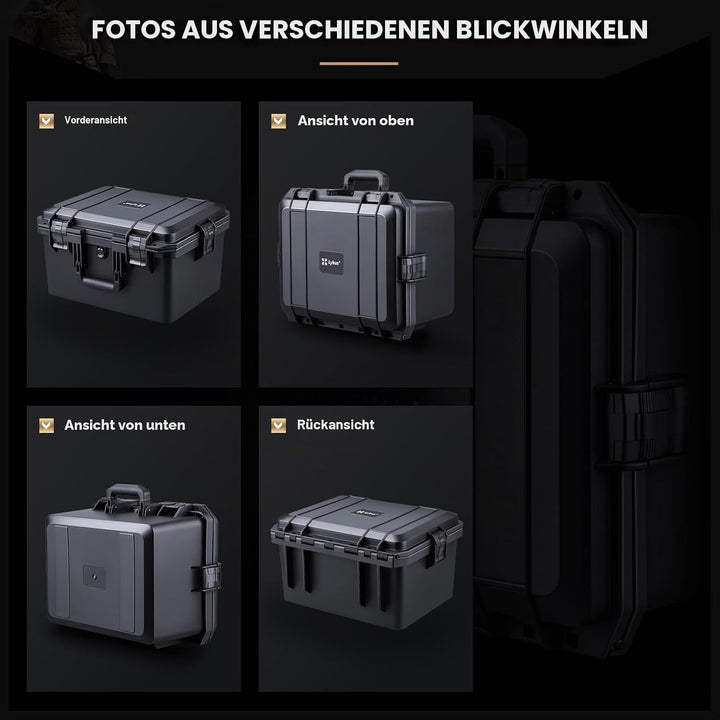 Lykus HC-4031 Wasserdicht Koffer mit anpassbar Rasterschaumstoff, Innengrösse 39,5x29,5x24 cm, Geeig