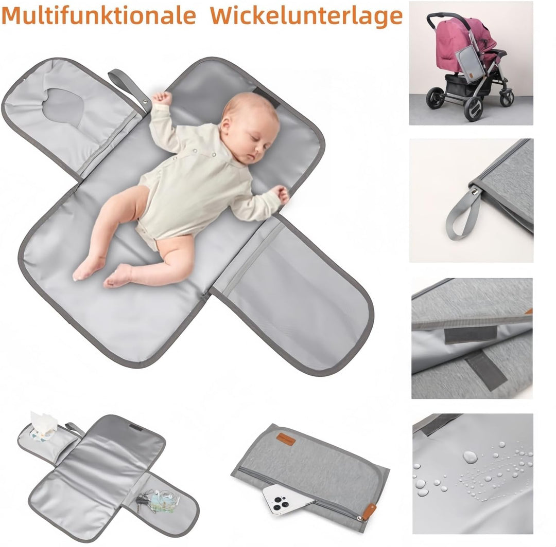 Wickelrucksack Gross inkl Wickelunterlage & Kühltasche, Modische Wickeltasche mit viel Stauraum, Was