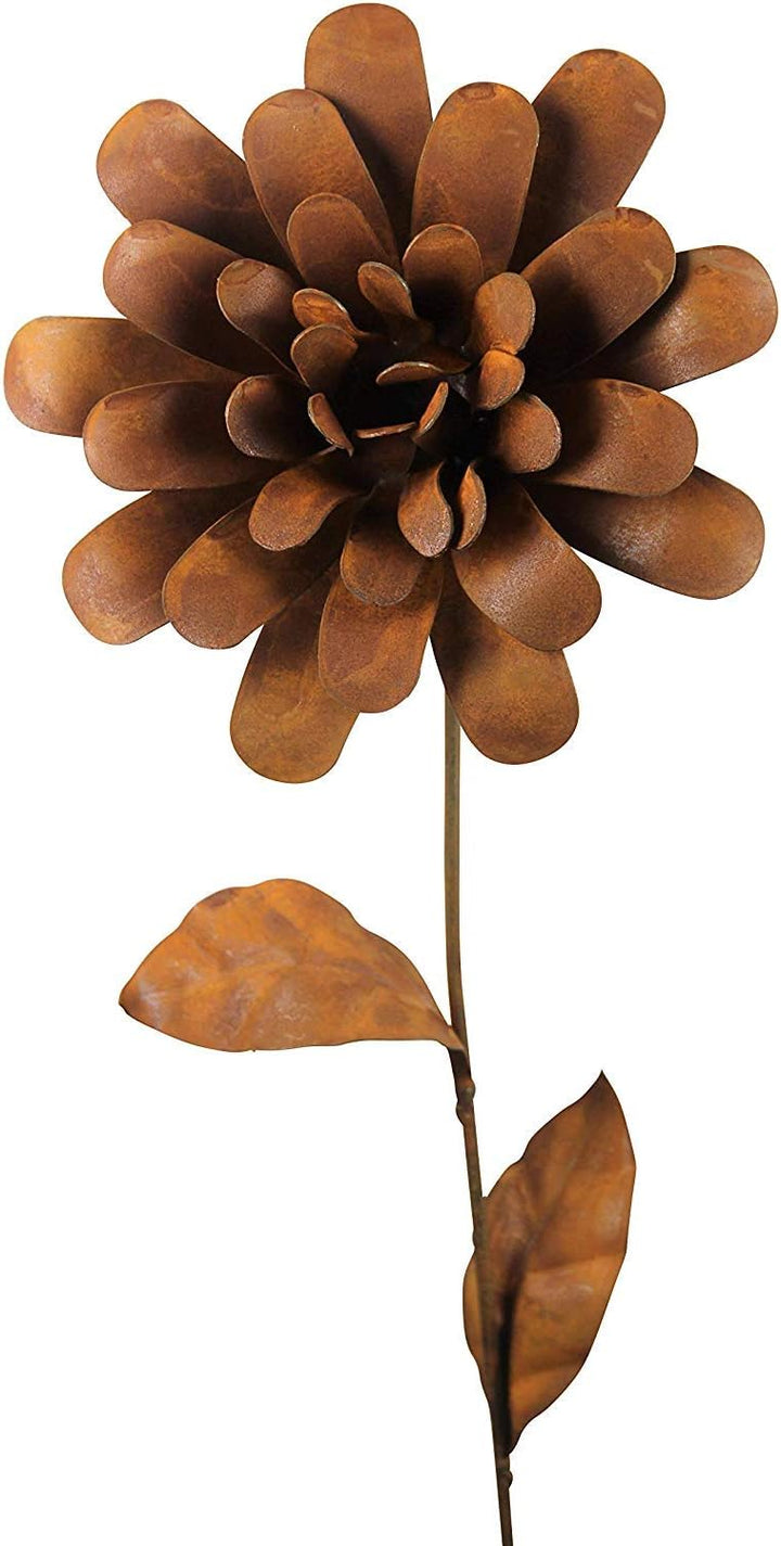 Bornhöft Gartenstecker Blume Metall Rost Gartendeko Edelrost Dahlie Garten Deko Dekoration 116cm Ros