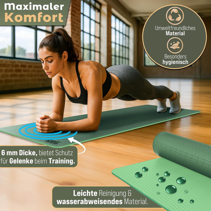 Yogamatte Phthalatfrei | Gymnastikmatte rutschfest | Fitnessmatte schadstofffrei | Trainingsmatte mi