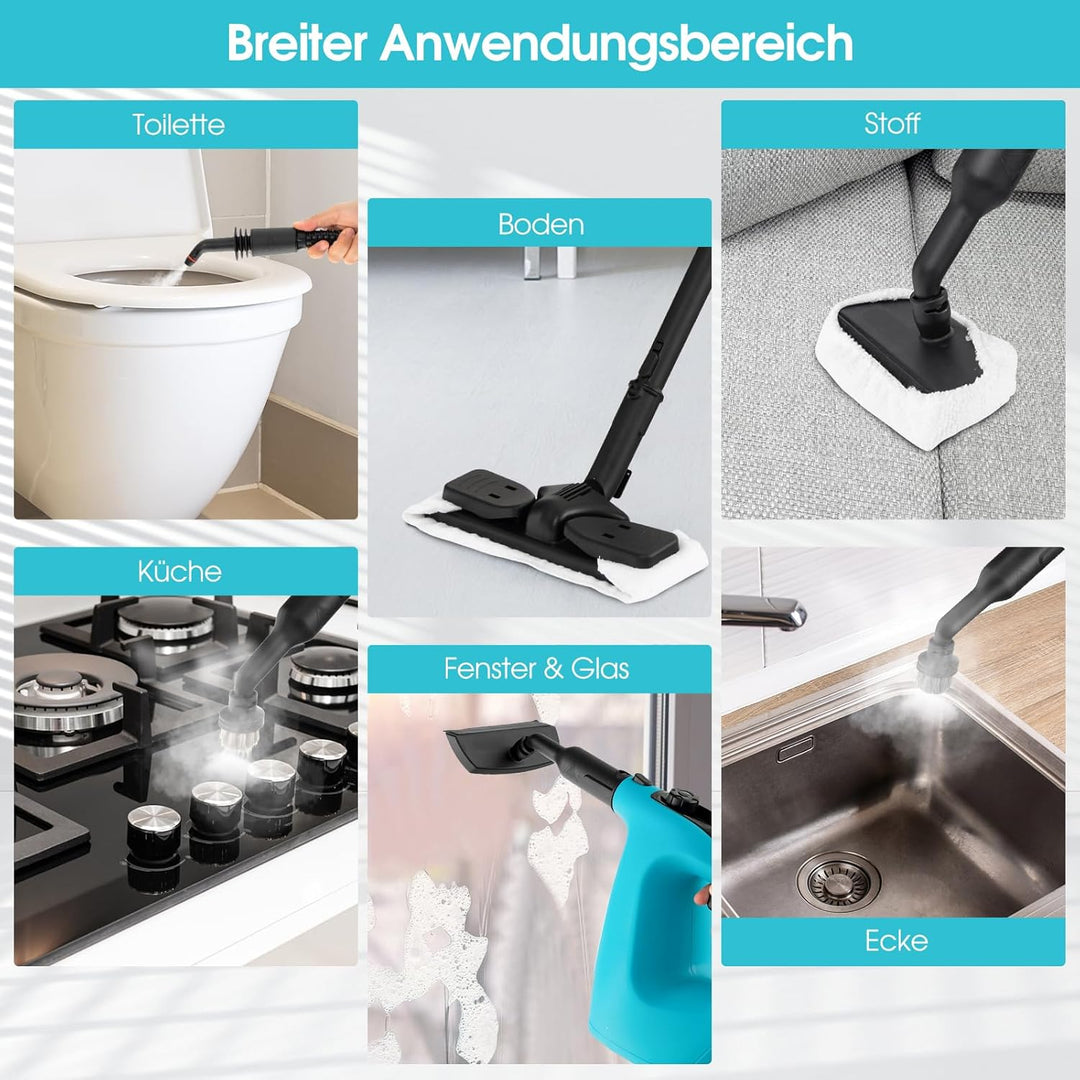 GOPLUS Dampfreiniger 1500W, Tragbarer Mehrzweck-Dampfreiniger: Dampfdruck: 2 Bar, 400 ML Wassertank,