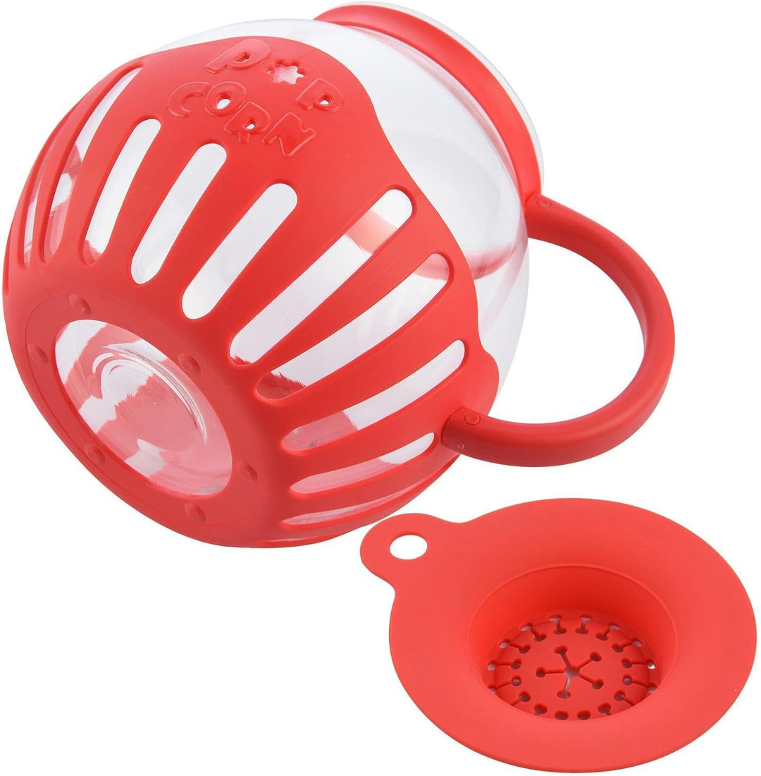 Popcorn-Maschine - Air Popcorn Popper Bowl Mit Deckel, Popcorn Maker Mikrowelle, Rot Red, Red