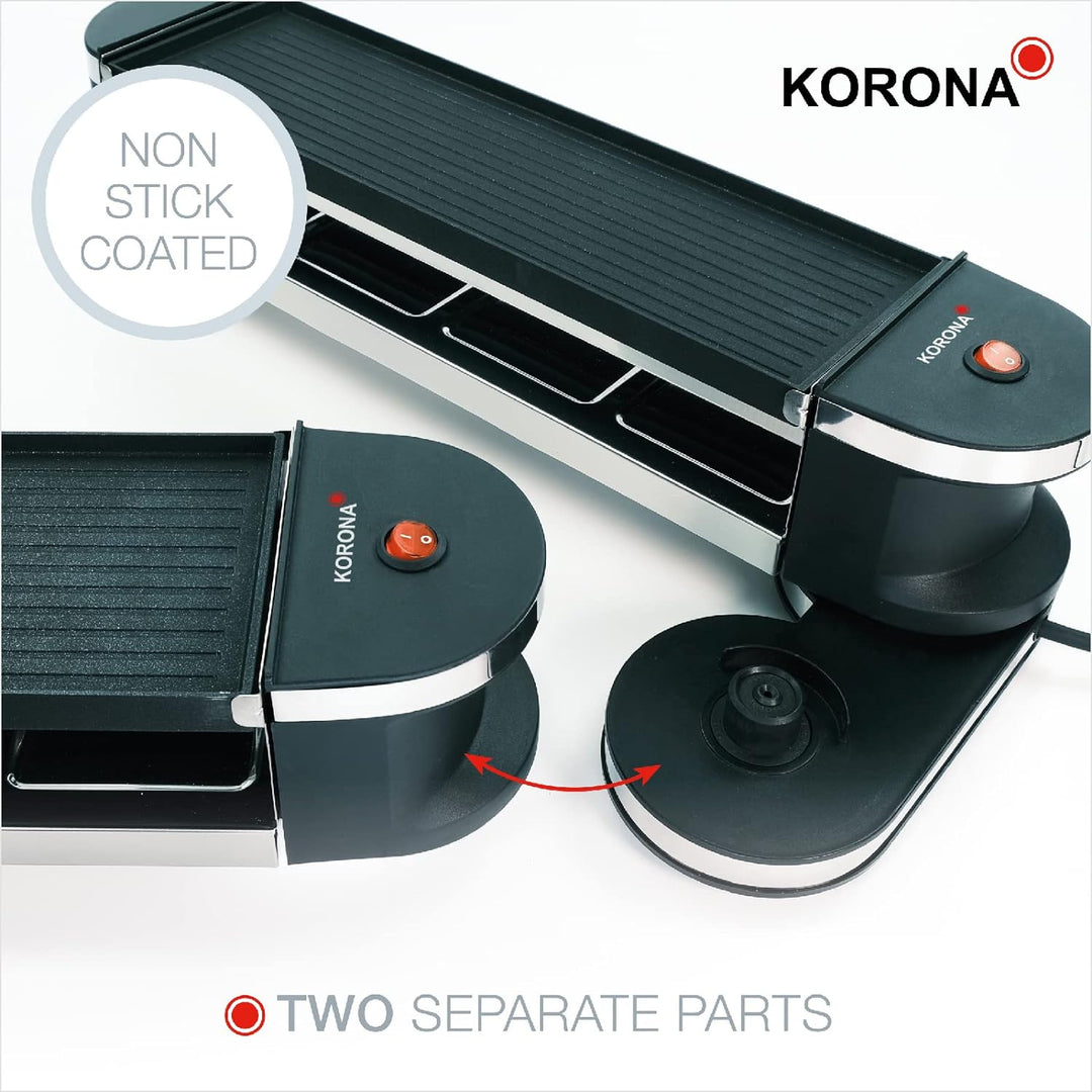 Korona 45072 Klappbares Raclette für 8 Personen | 2-in-1-Raclette mit 8 Pfannen & Spateln | Mit Anti