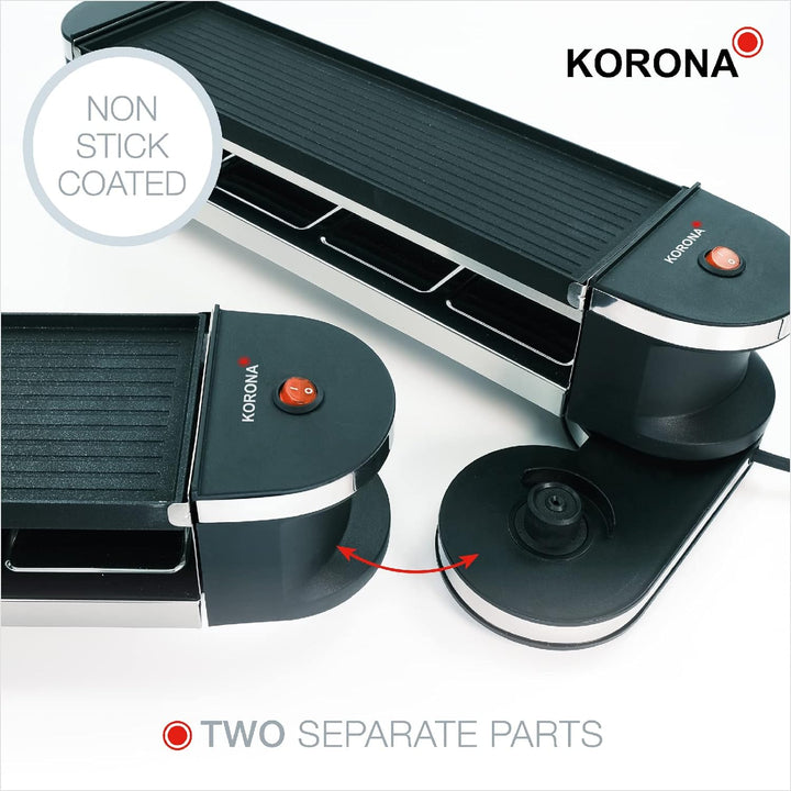 Korona 45072 Klappbares Raclette für 8 Personen | 2-in-1-Raclette mit 8 Pfannen & Spateln | Mit Anti