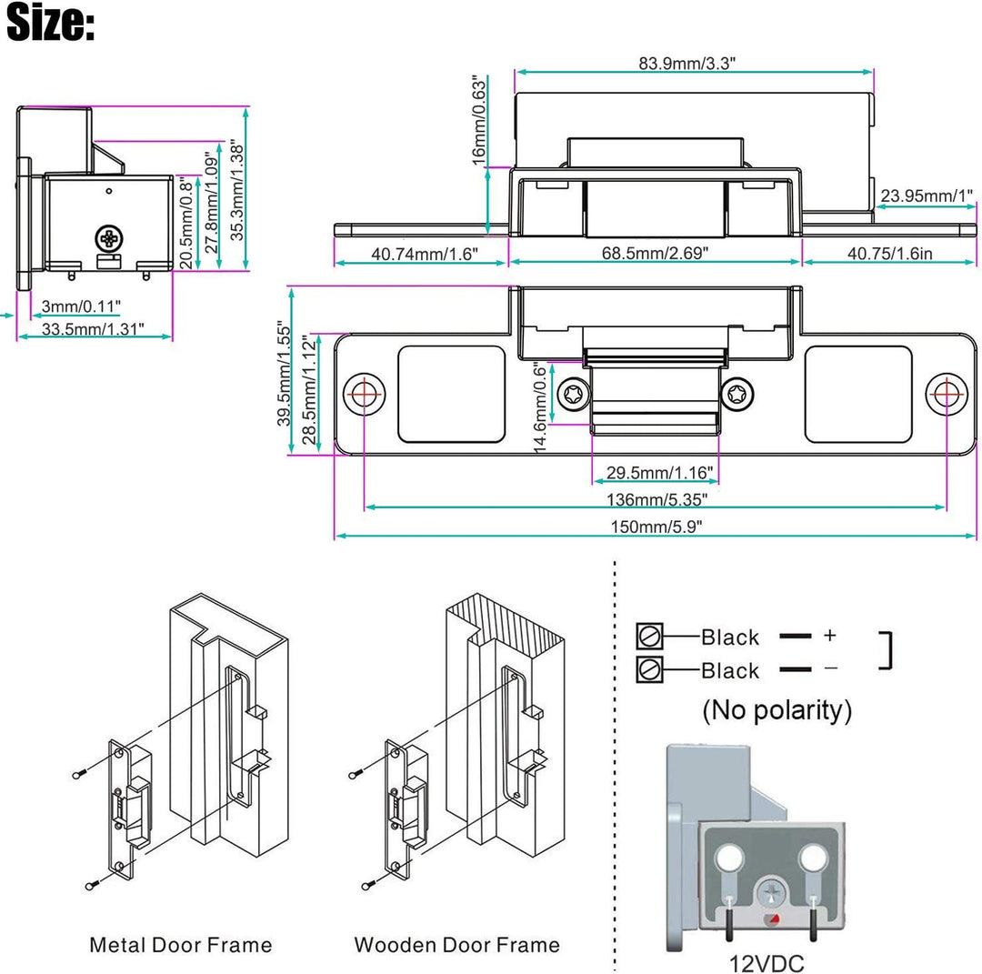 UHPPOTE Tür Access Control mit elektrischer Strike Lock Wireless Empfänger und Fernbedienung-Kit