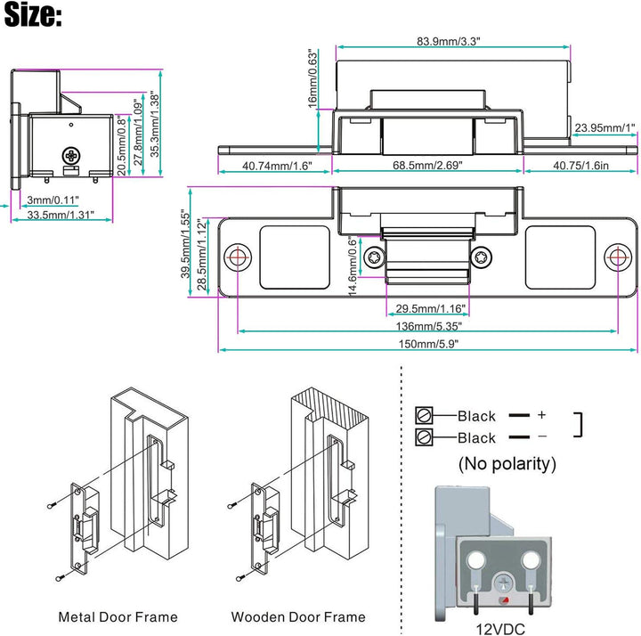 UHPPOTE Tür Access Control mit elektrischer Strike Lock Wireless Empfänger und Fernbedienung-Kit