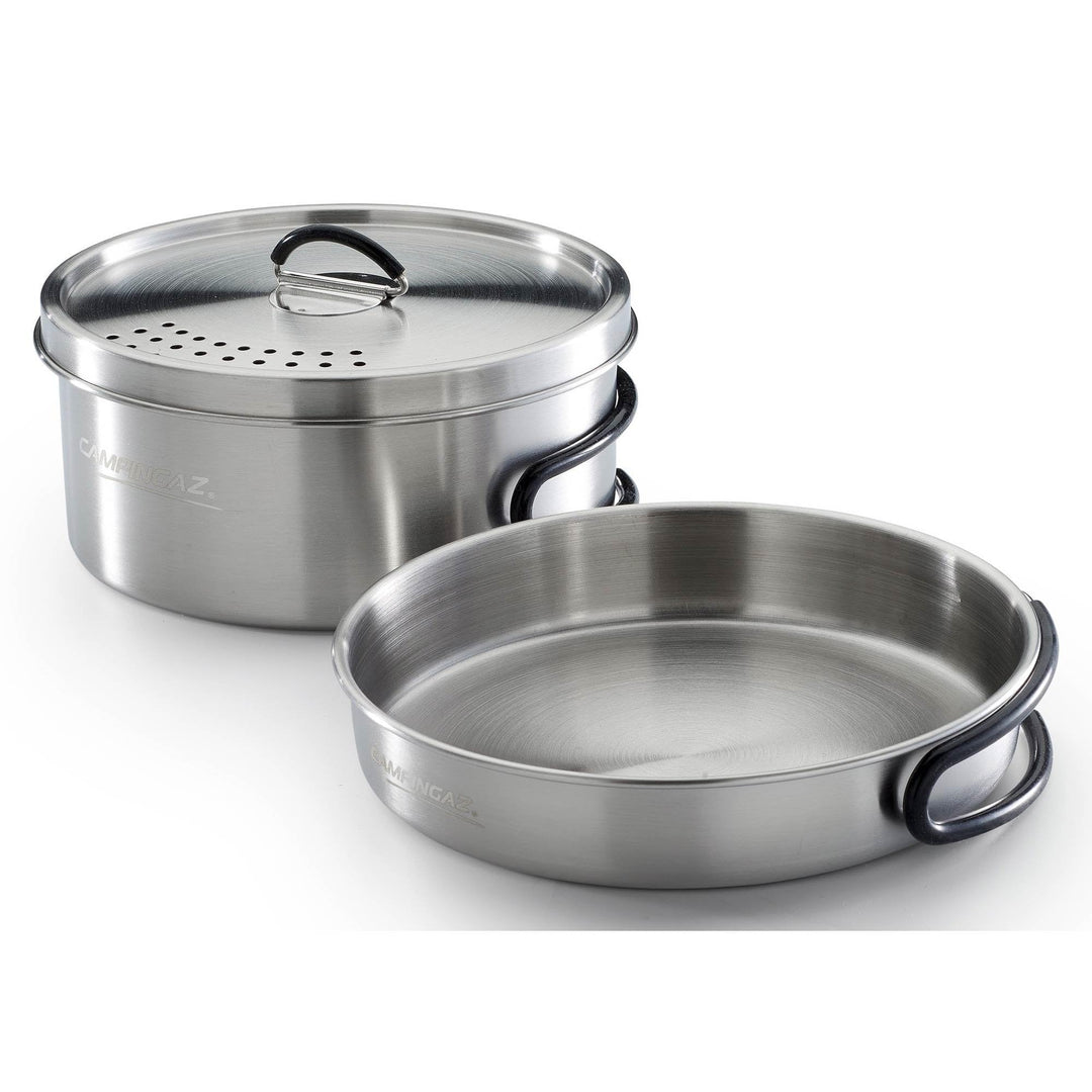 Campingaz Topf-Set Trekking Kit, 3-teilig (Edelstahl, 1 Topf + 1 Deckel + 1 Pfanne)