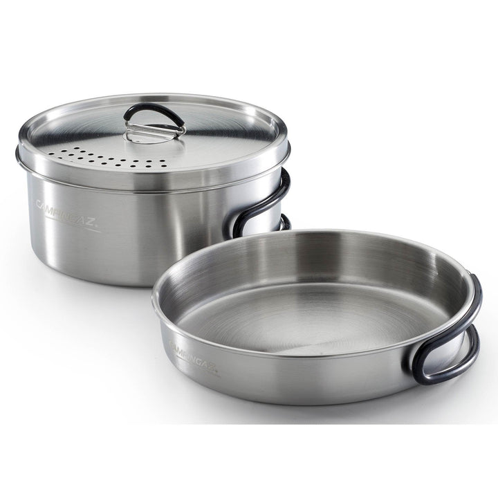 Campingaz Topf-Set Trekking Kit, 3-teilig (Edelstahl, 1 Topf + 1 Deckel + 1 Pfanne)