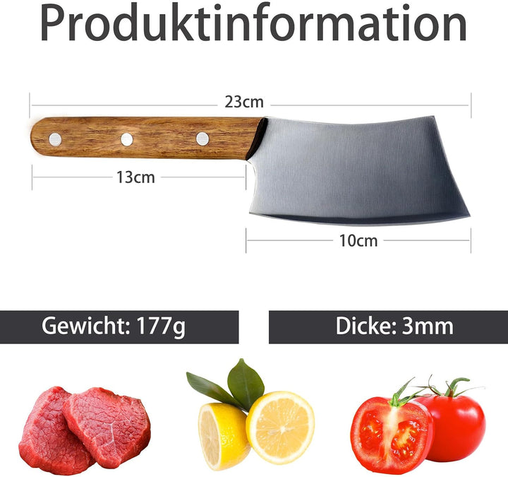 Kitory Mini Hackmesser 10cm multifunktionales Steakmesser Kleines Hackbeil Messer Chinesische Küche