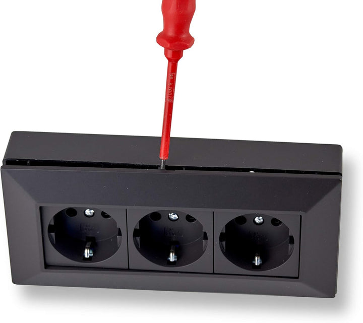 Eck-Steckdose Schuko, USB für Küche, Büro, Werkstatt. Steckdosenleiste für Küchen-Arbeitsplatte, Auf