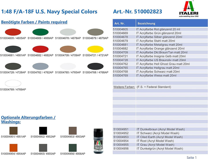 Italeri 2823 1:48 F/A-18F U.S. Navy Special Colors - Modellbau, Bausatz, Standmodellbau, Basteln, Ho