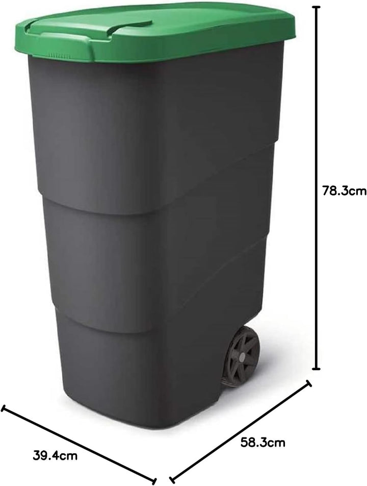Prosperplast Wheeler 90L Müllbehälter mit Rädern und Deckel Mülltonne Müllgrossbehälter Grossmüllton