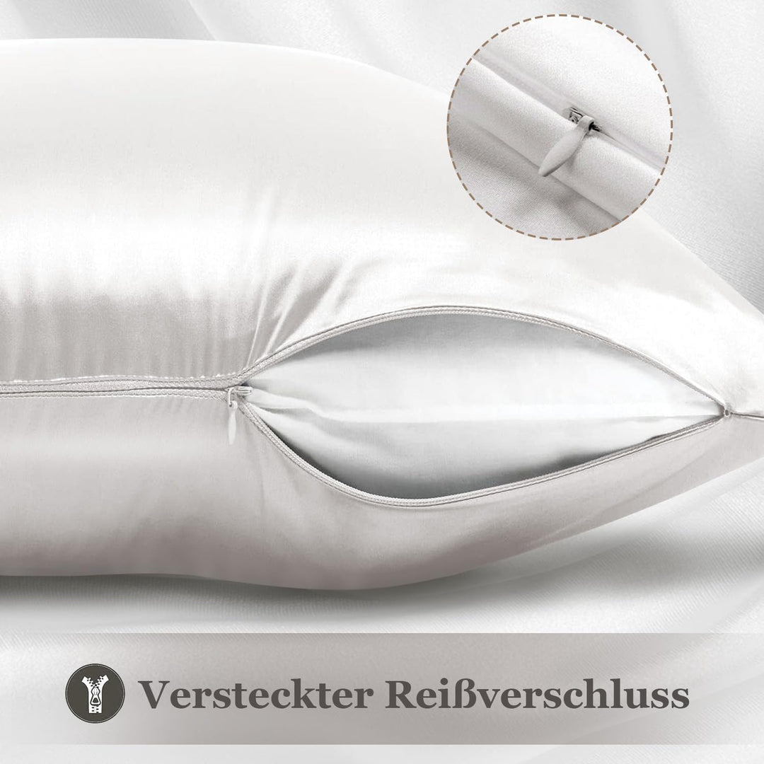 Adubor Seidenkissenbezug 40x80 cm für Haar und Haut, mit verstecktem Reissverschluss, beide Seiten,