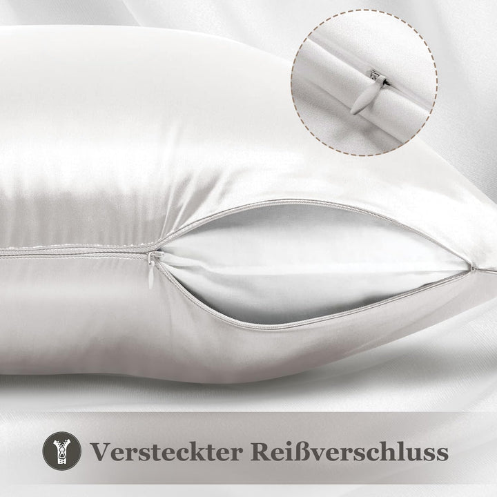 Adubor Seidenkissenbezug 40x80 cm für Haar und Haut, mit verstecktem Reissverschluss, beide Seiten,
