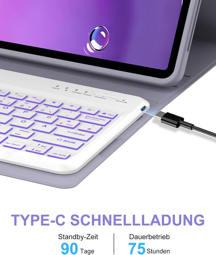 Hülle mit Tastatur für Lenovo Idea Tab Pro Gen 2 13" (2026) TB376FU - Deutsche QWERTZ Tastatur mit 7