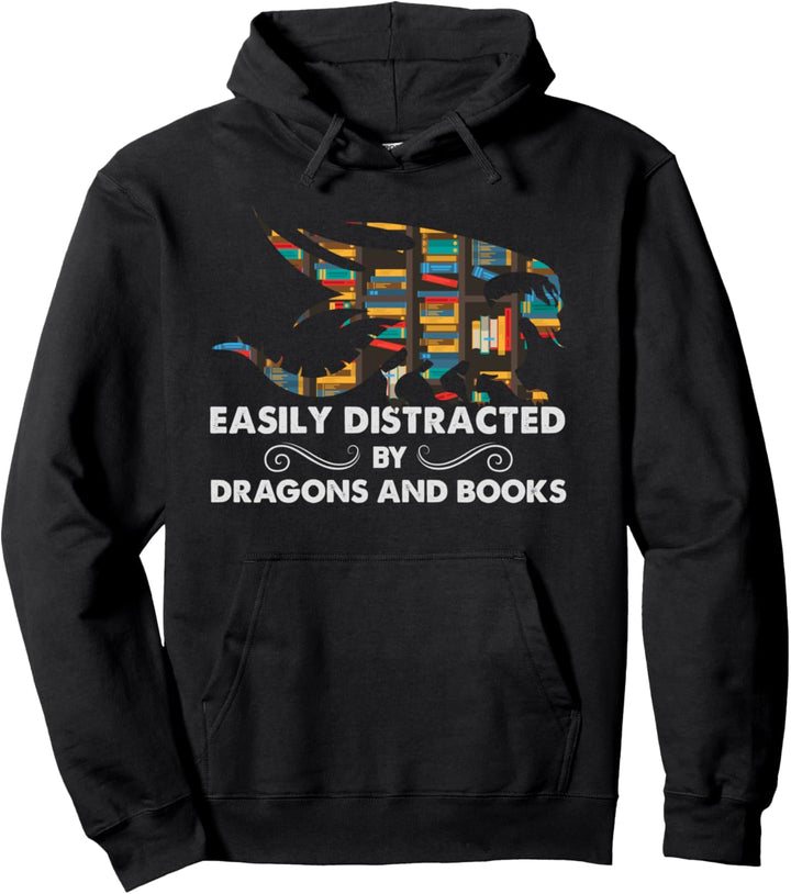 Leicht von Drachen und Büchern abzulenken, coole Lesebücher Pullover Hoodie