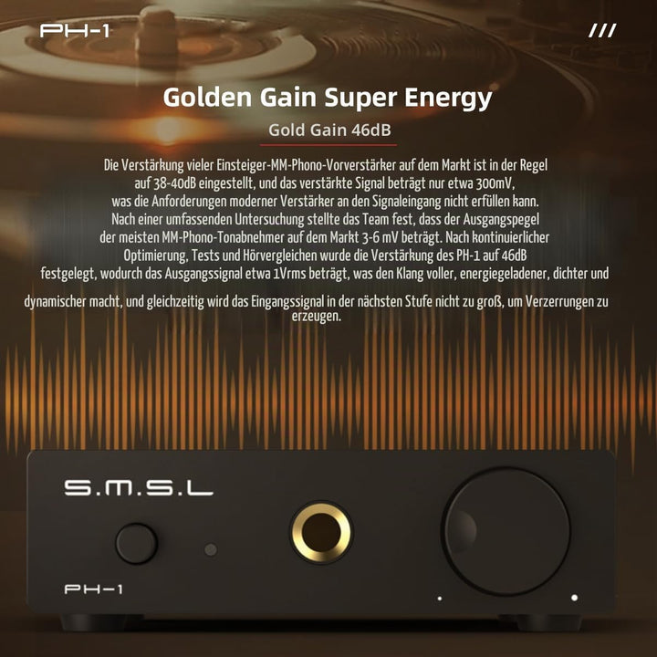 SMSL PH-1 MM Phono Vorverstärker, Phono Verstärker Für Plattenspieler Phonograph Aktive Lautsprecher