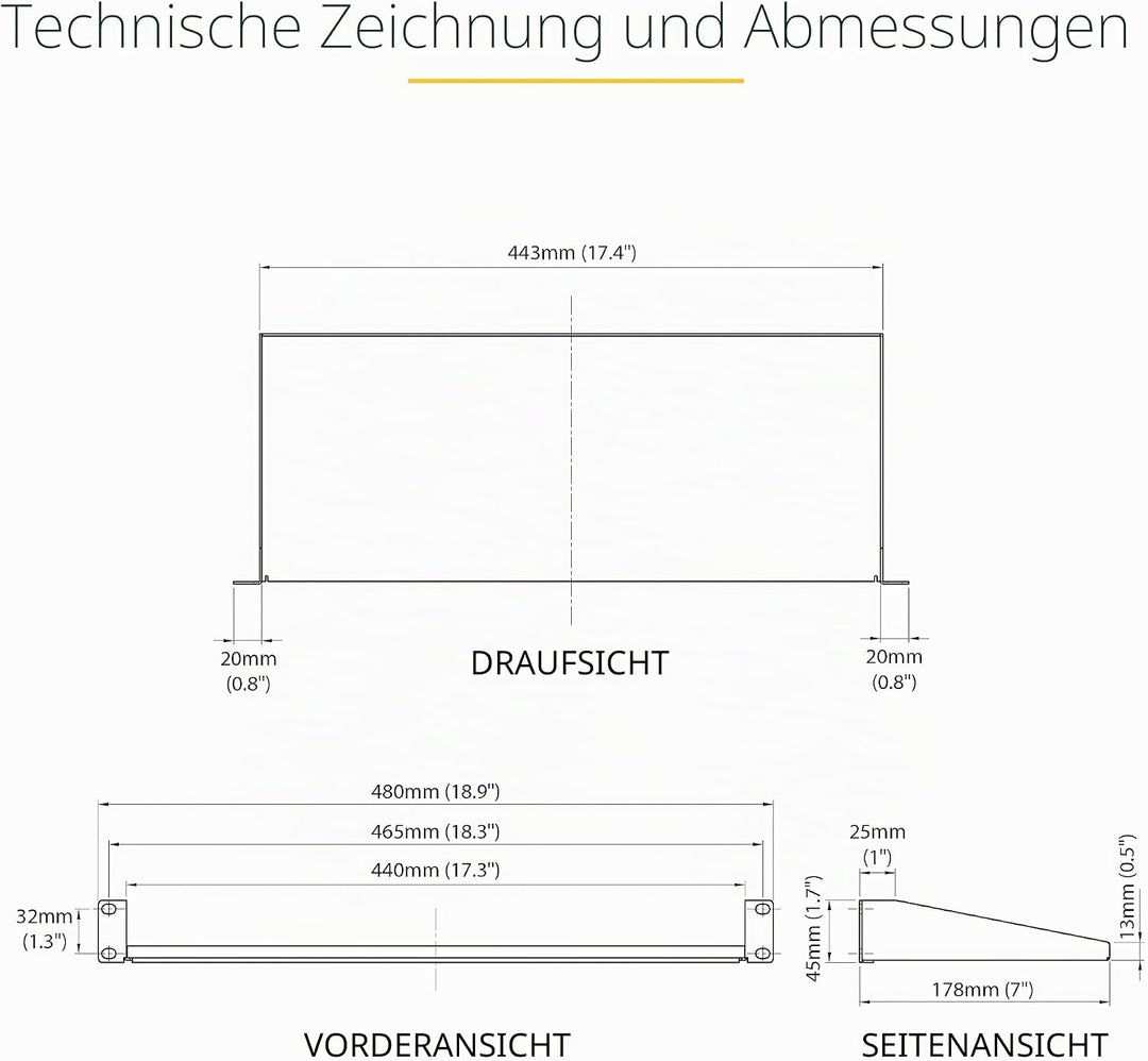 StarTech.com 1HE Fachboden - 19 Zoll Rack Boden - Computer-Rack - Serverschrank Fachboden 17,7 cm Ti