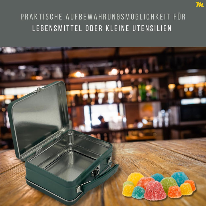 MediMuc Reisekoffer Flowers - Mini Scharnierdeckeldose mit beweglichem Henkel und Stickern - lebensm