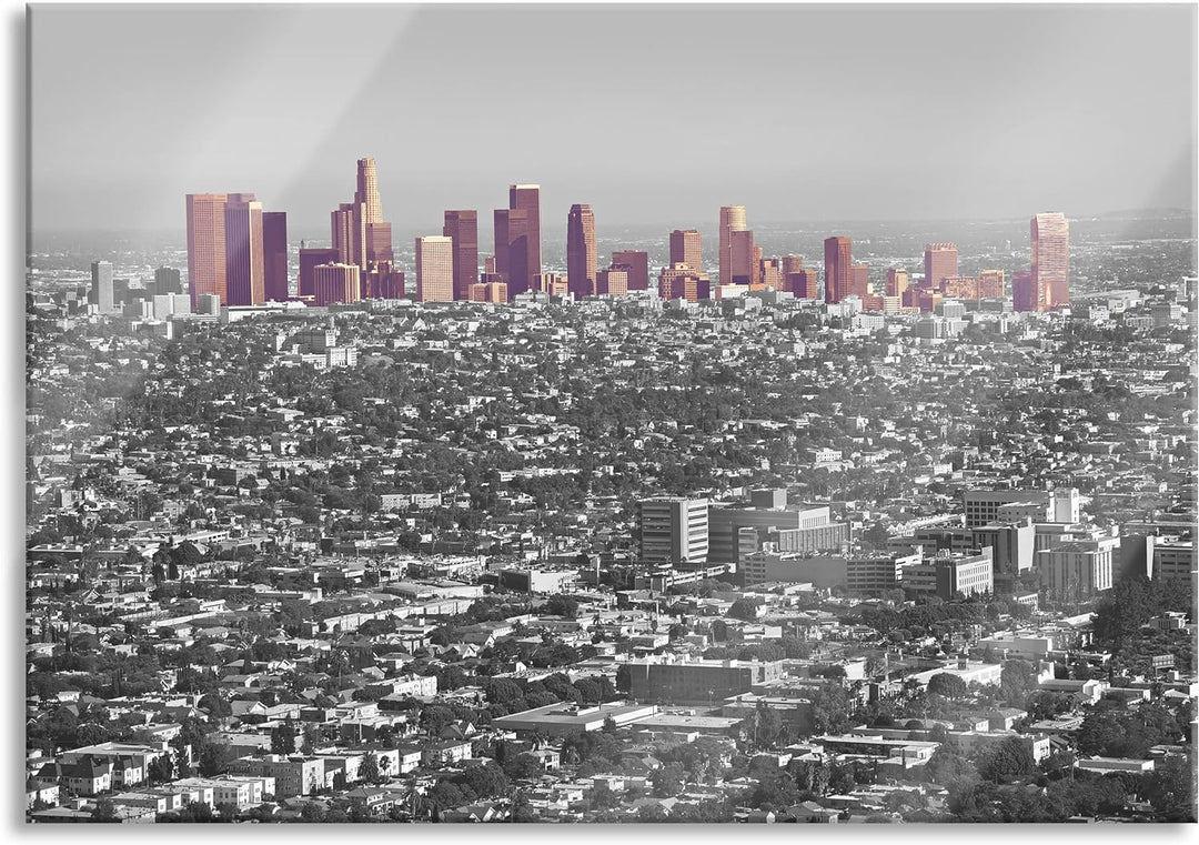 Pixxprint Glasbild | Wandbild aus Echtglas | Los Angeles Metropolitan Area | 100x70 cm | inkl. Aufhä