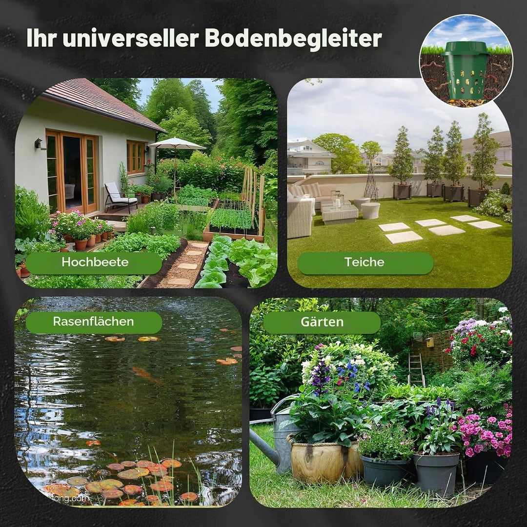 8L Unterirdisch Komposter Garten mit Deckel,PVC Wurmkomposter mit Belüftungslöcher,Organische Wurmki
