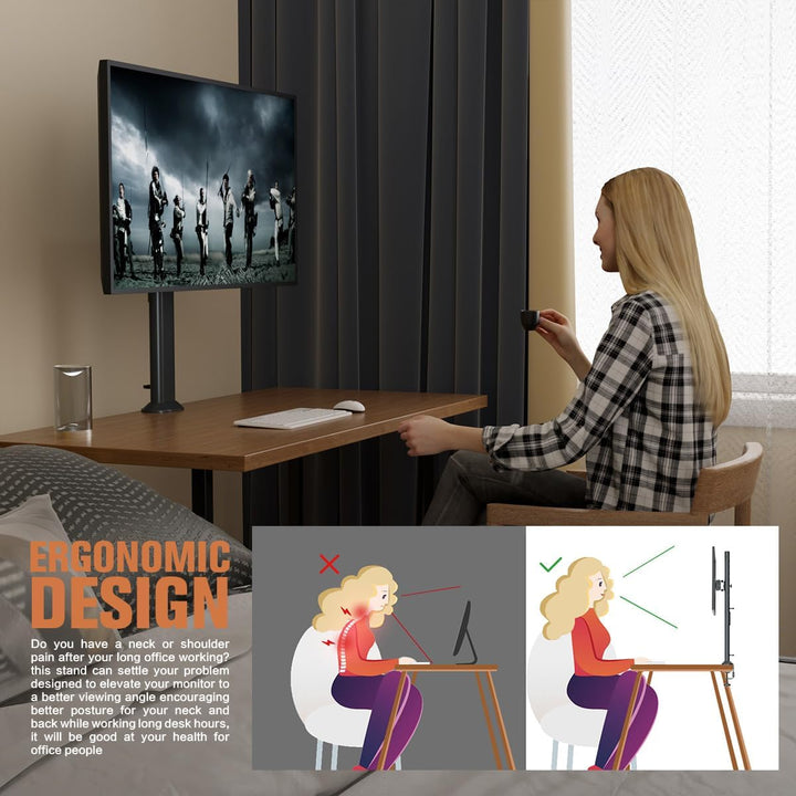 Hemudu Monitor Ständer Tischständer für 13 Zoll-32 Zoll Monitore, schwenkbar, neigbar, rotierbar, hö