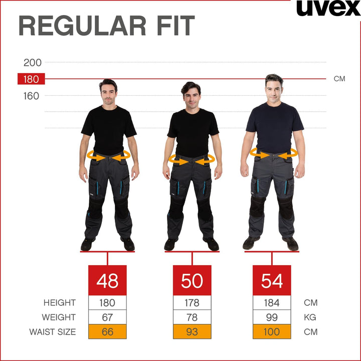Uvex Tune-up Herren-Arbeitshose lang - robuste Männer-Arbeitshosen mit Kniepolster-Taschen - 35% Bau