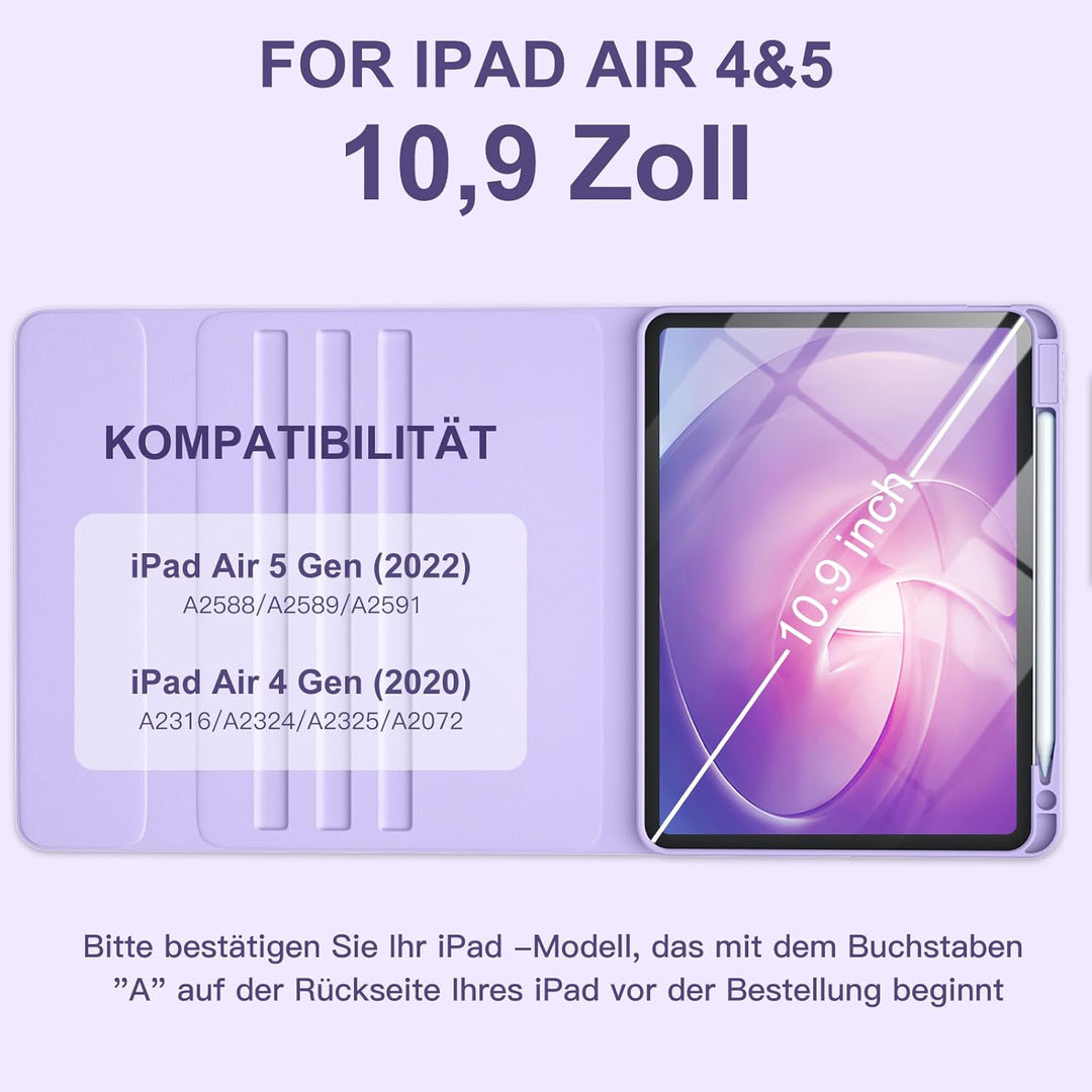 Vobafe Hülle mit Tastatur für iPad Air 11 Zoll M2 2024/iPad Air 6 5 4 2022 2020 10,9 Zoll, 7 Farben