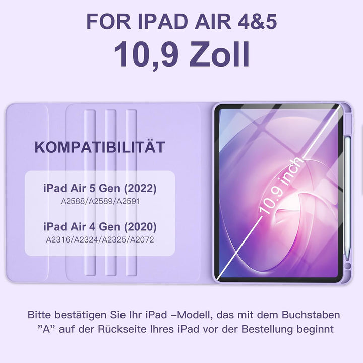 Vobafe Hülle mit Tastatur für iPad Air 11 Zoll M2 2024/iPad Air 6 5 4 2022 2020 10,9 Zoll, 7 Farben