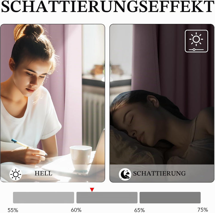 PONY DANCE Extra Lange Gardinen und Vorhänge mit Kräuselband Gardinen Wohnzimmer Modern 2er Set H 26