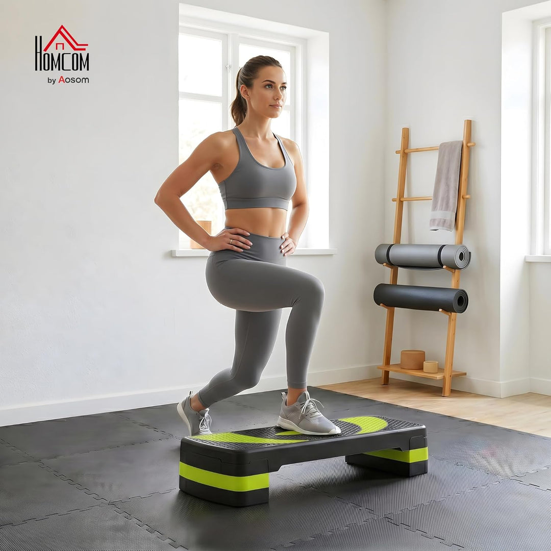 HOMCOM Steppbrett Aerobic-Stepper höhenverstellbar mit 3 Stufen (10/15/20 cm) Fitness Heimtrainer fü