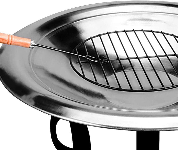 Defacto Feuerstelle Edelstahl Ø 75cm Feuerhaken Funkenfluggitter Grillstelle Feuerschale Grillschale