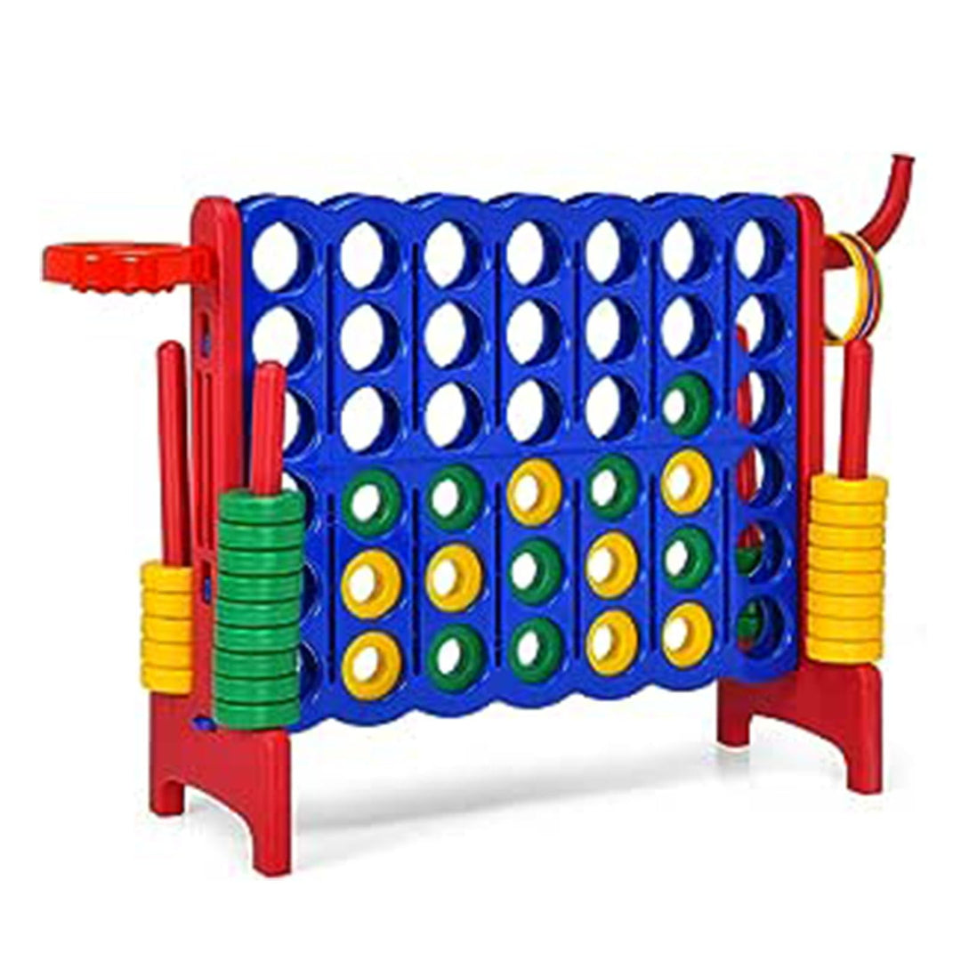 GOPLUS Riesiges 4 Gewinnt Spiel, Strategiespiel mit 42 Ringen, Basketballkorb & Wurfspiel & Schnells