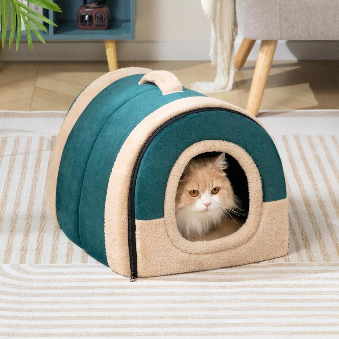 Hollypet Katzenbett Kleines Hundebett, 2-in-1 Faltbare Haustierbett für Katzen &amp; Kleine Hunde, Warme