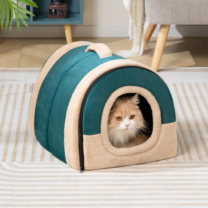 Hollypet Katzenbett Kleines Hundebett, 2-in-1 Faltbare Haustierbett für Katzen &amp; Kleine Hunde, Warme