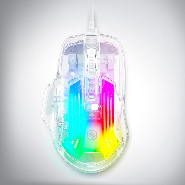 ENHANCE Theorem 3 Weisse Gaming-Maus – Kabelgebundene Maus für PC mit 7 Programmierbaren Tasten, Ein