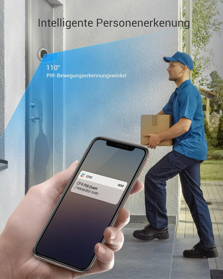 EZVIZ WLAN Türspion und Innenkamera Set, Video-Türklingel CP4 mit Touch-Farbbildschirm & Bewegungsme
