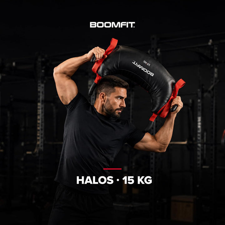 BOOMFIT Bulgarian Bag Sandsack Hufeisenform 4 Griffe Crossfit 5-20 kg | Für Spins, Halos, Around the