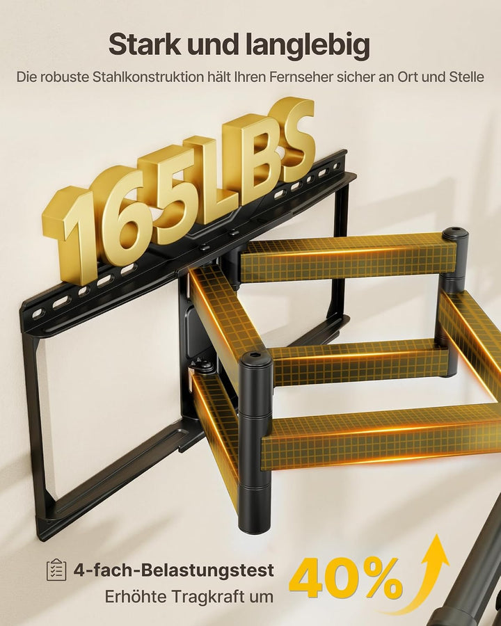 monTEK TV Wandhalterung für 50-100 Zoll Fernseher bis 75 kg, Schwenkbar Neigbar Wandhalterung Fernse