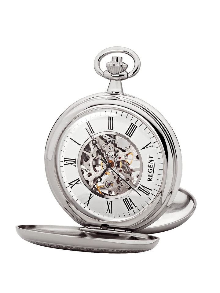 Regent Herren Taschenuhr Savonnette Skelett 51 MM Mechanischer Handaufzug Römische Zahlen in verschi