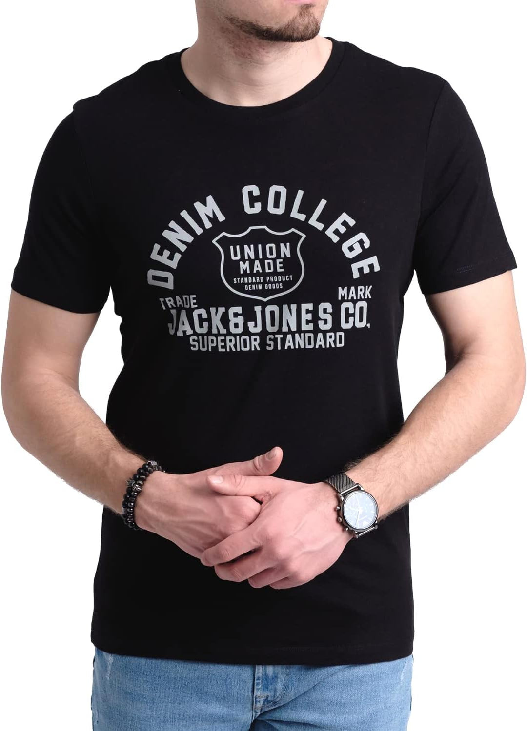JACK & JONES Herren 5er-Set T-Shirts in verschiedenen Styles, Prints und Farben aus Baumwolle S Irin