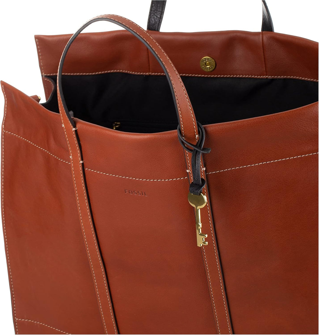 Fossil Damen Carmen Shopper Ledertasche 30,8 cm L x 12,1 cm B x 26,4 cm H Braun, Braun