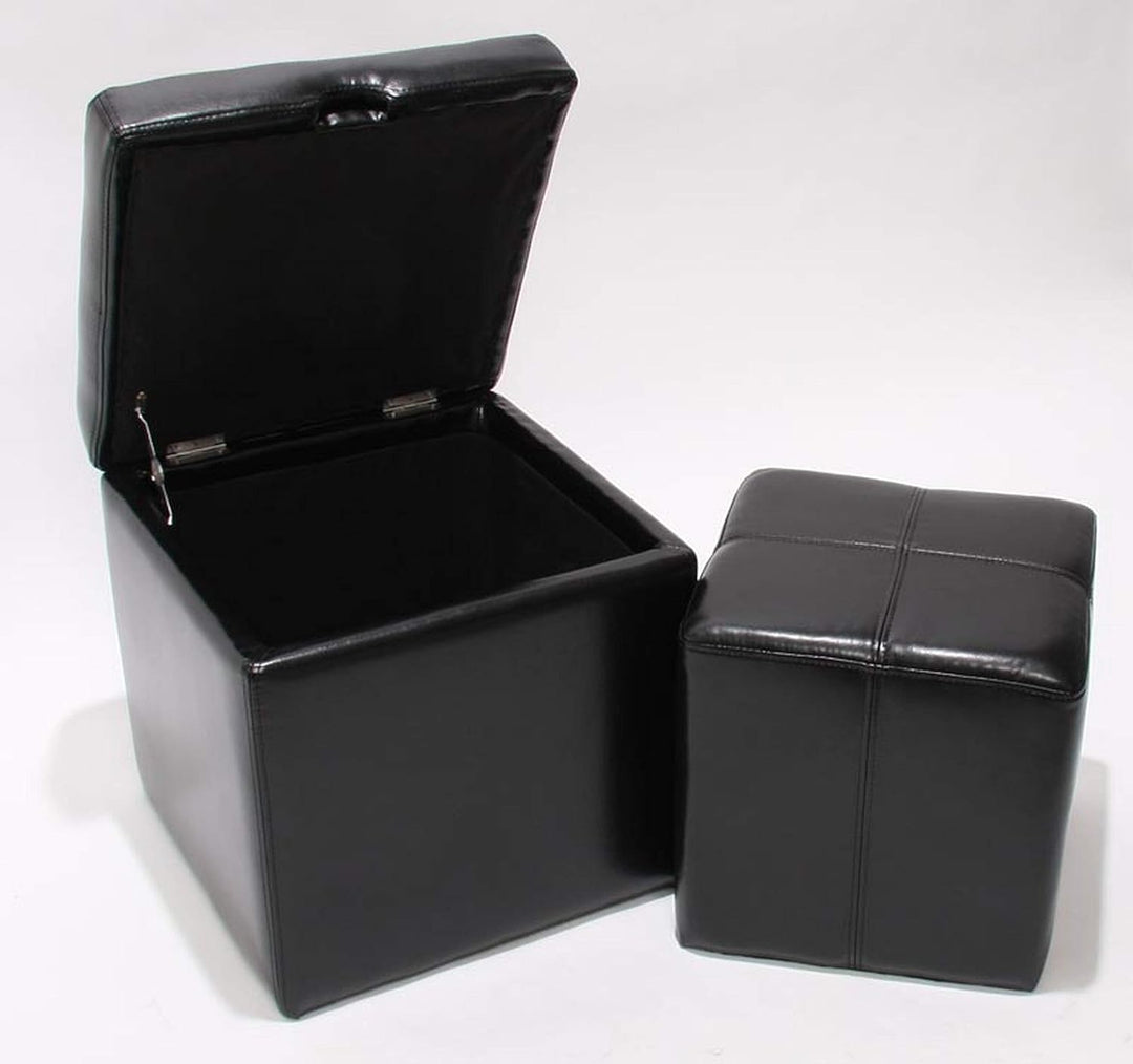 Mendler 2er Set Hocker Sitzwürfel Sitzhocker Aufbewahrungsbox Onex, Leder + Kunstleder, 45x44x44cm -