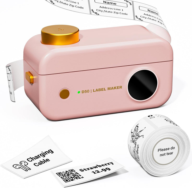 Phomemo Etikettendrucker D50 Beschriftungsgerät Selbstklebend Labeldrucker, 20mm-24mm Bluetooth Etik