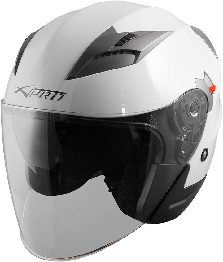 Motorradhelm Helm Sturzhelm Jethelm Roller Innensonnenblende Visier 61-62 cm (XL) Weiss, 61-62 cm (X