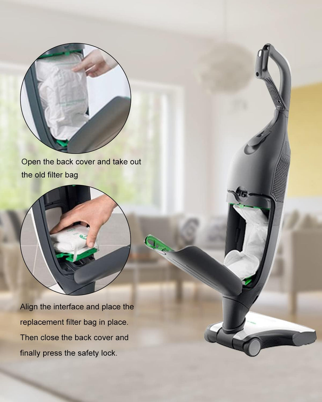 10 VK200 Staubsaugerbeutel für Vorwerk Kobold VK200 FP200 Filte, Premium Allergiker geeignet, Austau