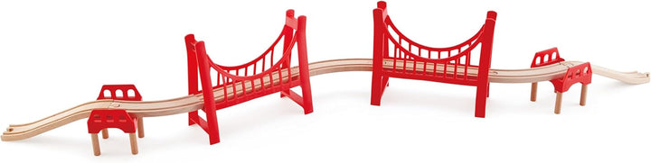 Hape Eisenbahnwelt Grosse Doppel-Hängebrücke, aus Holz, ab 3 Jahren